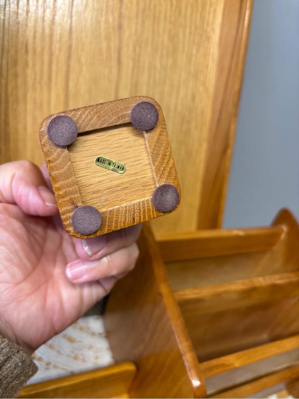 Vintage Solid Oak Wood Desk Organizer Set 6 Pieces Executive Office Accessories - Picture 6 of 7